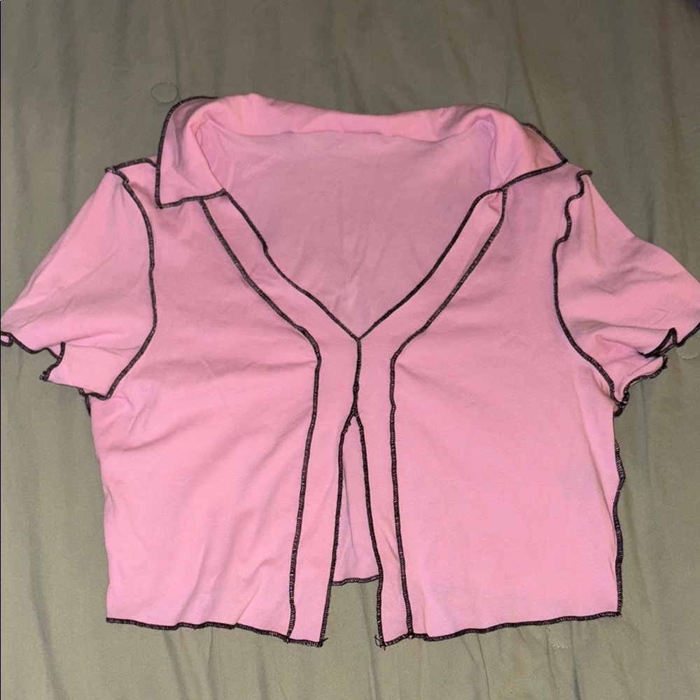 Pink Women's Top with Black Trim